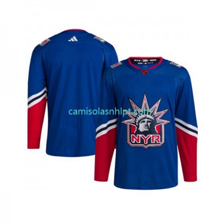 Camiseta New York Rangers Blank Adidas 2022-2023 Reverse Retro Azul Authentic - Homem